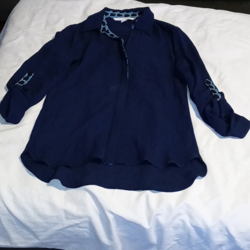 Diane Von Furstenberg navy blue blouse